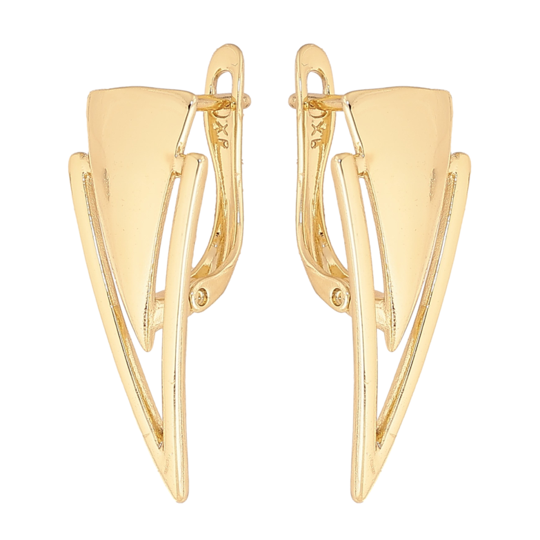 Серьги Xuping цвет Позолота 14K английский замок "Узор треугольниками" фото №1