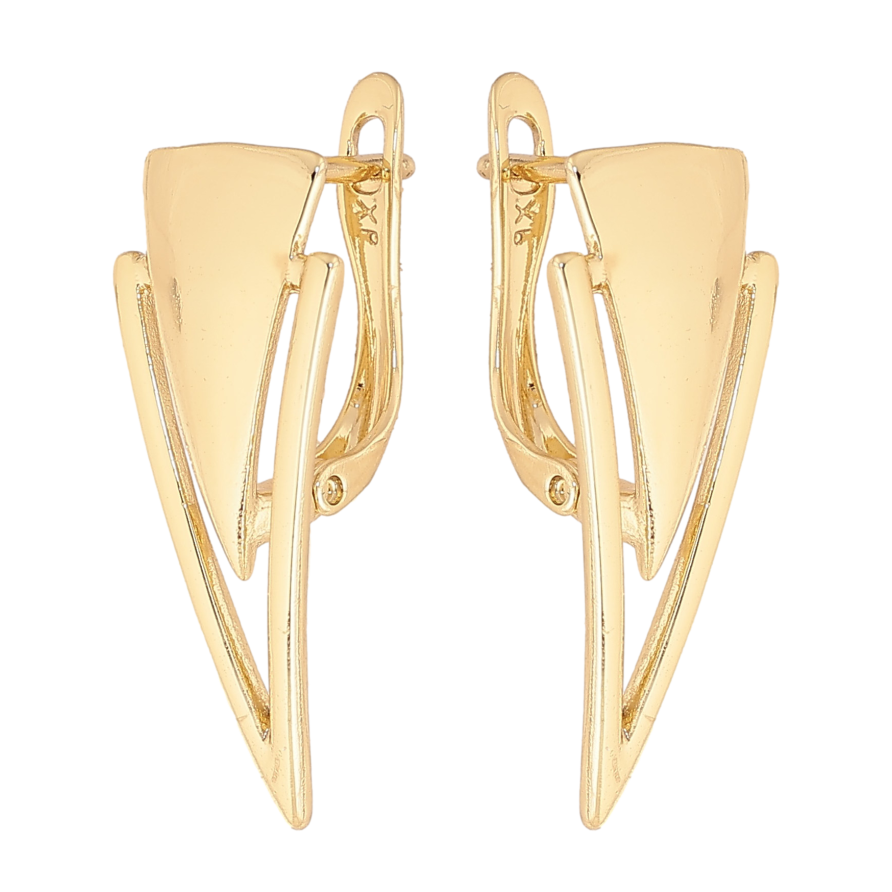 Серьги Xuping цвет Позолота 14K английский замок "Узор треугольниками" фото №1