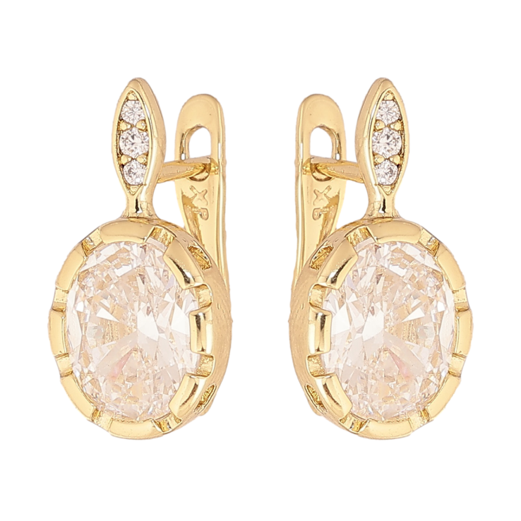 Серьги Xuping цвет Позолота 14K английский замок "Узор с кристаллами" фото №4