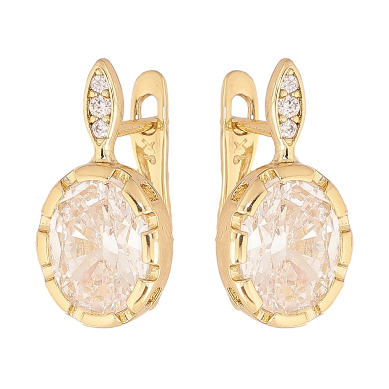 Серьги Xuping цвет Позолота 14K английский замок "Узор с кристаллами" фото №1