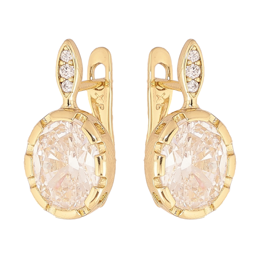 Серьги Xuping цвет Позолота 14K английский замок "Узор с кристаллами" фото №1