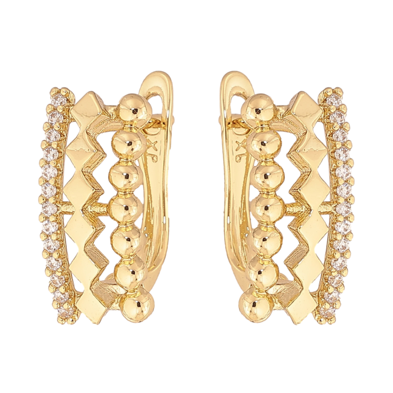 Серьги Xuping цвет Позолота 14K английский замок "Узор с кристаллами" фото №4