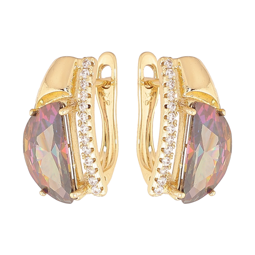 Серьги Xuping цвет Позолота 14K английский замок "Узор с кристаллом хамелеон" фото №1 Серьги Xuping цвет Позолота 14K английский замок "Узор с кристаллом хамелеон" фото №1