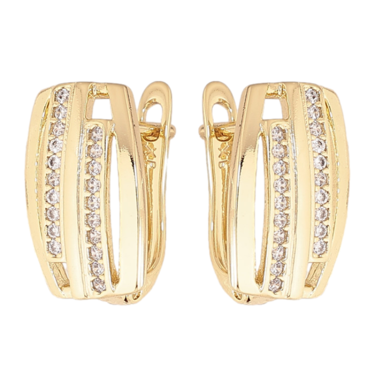 Серьги Xuping цвет Позолота 14K английский замок "Узор с кристаллами" фото №23