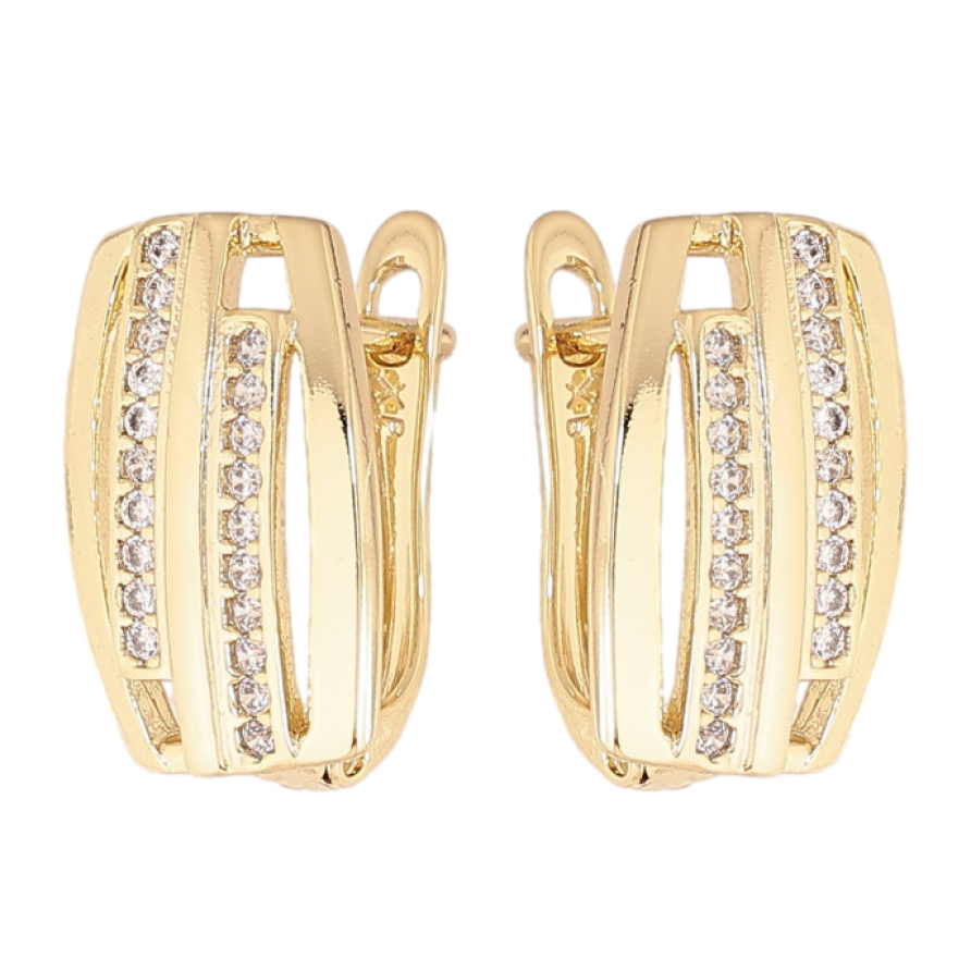 Серьги Xuping цвет Позолота 14K английский замок "Узор с кристаллами" фото №1