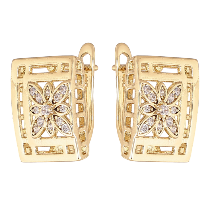 Серьги Xuping цвет Позолота 14K английский замок "Узор с кристаллами" фото №24 Серьги Xuping цвет Позолота 14K английский замок "Узор с кристаллами" фото №24