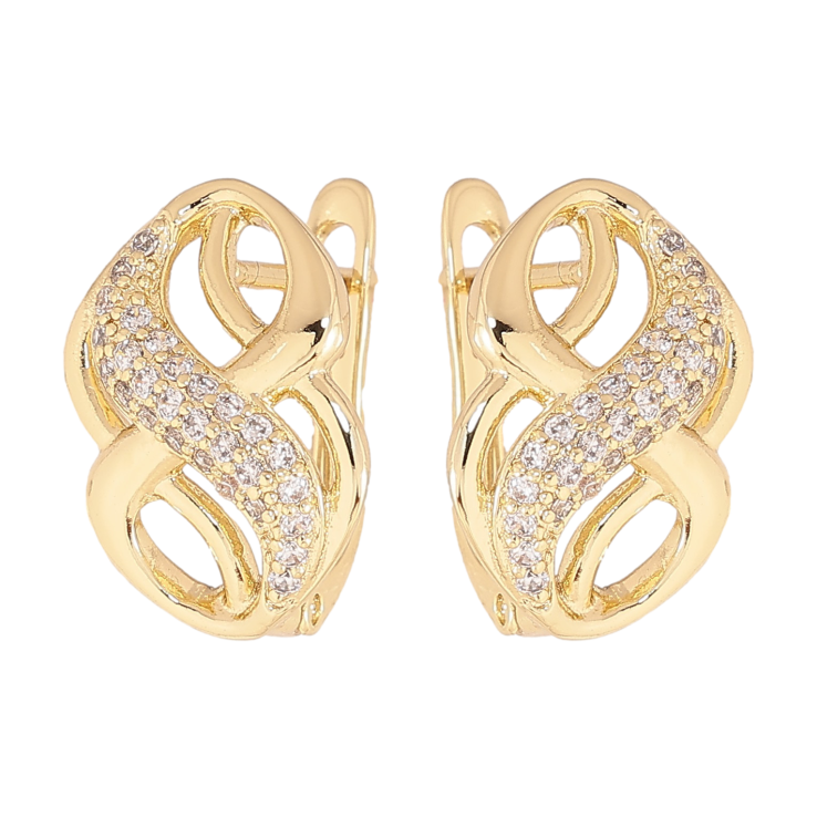 Серьги Xuping цвет Позолота 14K английский замок "Узор с кристаллами" фото №25