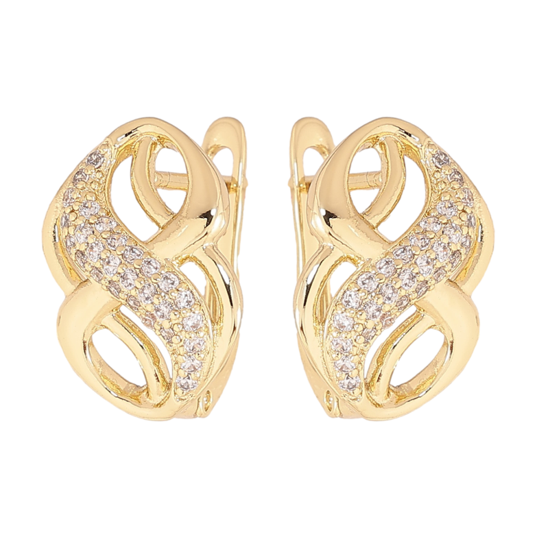 Сережки Xuping колір Позолота 14K англійський замок "Візерунок з кристалами" фото №1 Сережки Xuping колір Позолота 14K англійський замок "Візерунок з кристалами" фото №1