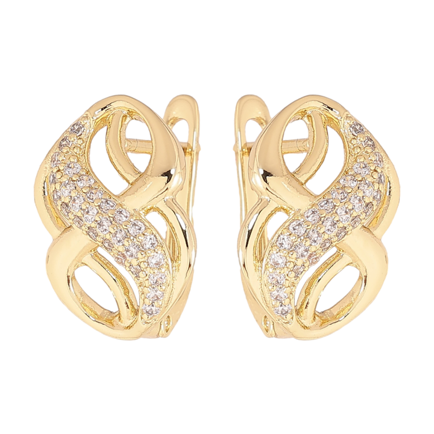 Сережки Xuping колір Позолота 14K англійський замок "Візерунок з кристалами" фото №1 Сережки Xuping колір Позолота 14K англійський замок "Візерунок з кристалами" фото №1