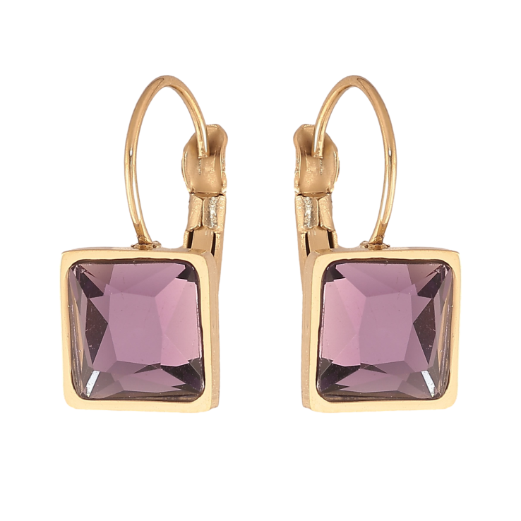 Сережки Xuping TTM Stainless Steel колір 14K французький замок "Кристали на дужках" 9х9мм фото №21