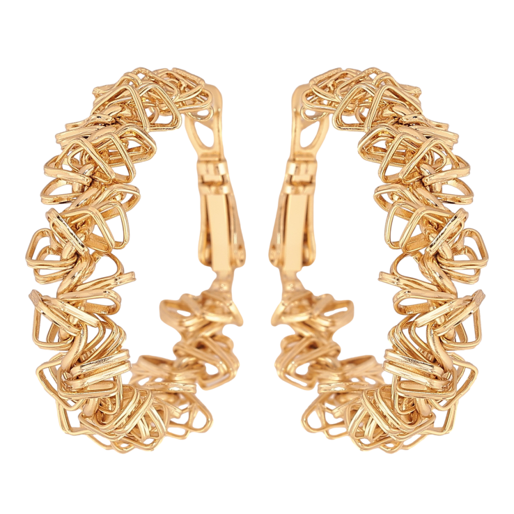 Сережки Xuping колір Позолота 14K кільця (конго) "Декоративний візерунок" ø 3см фото №16