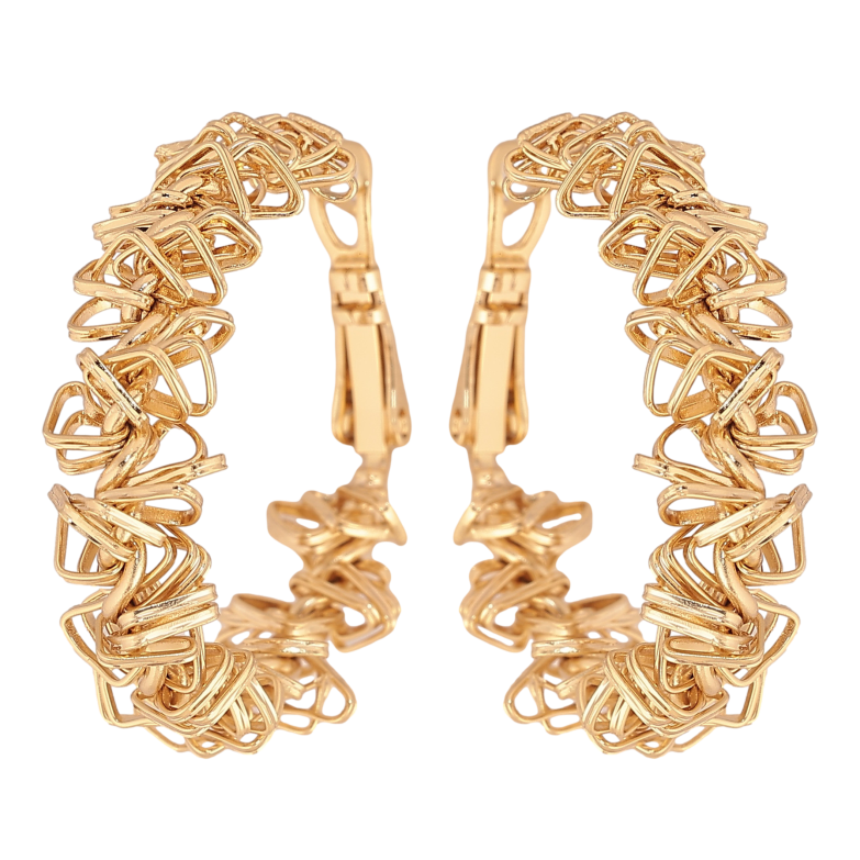 Серьги Xuping цвет Позолота 14K кольца (конго) "Декоративный узор" ø 3см фото №1