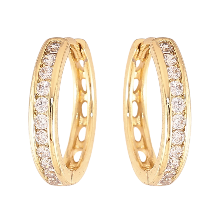 Сережки Xuping колір Позолота 14K колечка "Доріжки кристалів" фото №21