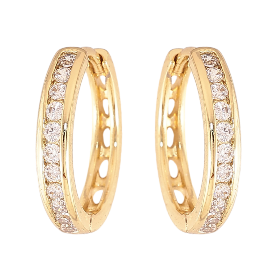 Сережки Xuping колір Позолота 14K колечка "Доріжки кристалів" фото №1