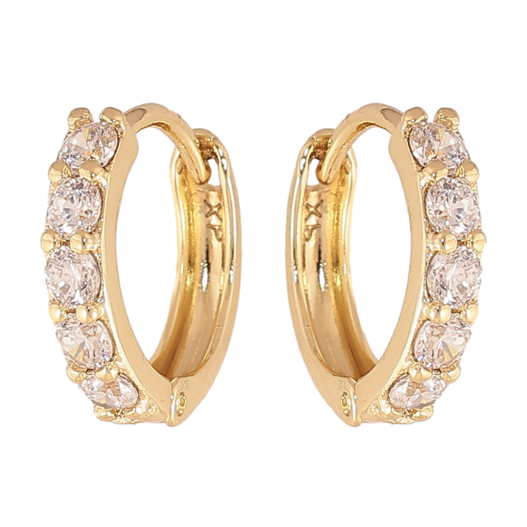 Серьги Xuping цвет Позолота 14K колечки "Дорожки кристаллов" фото №17