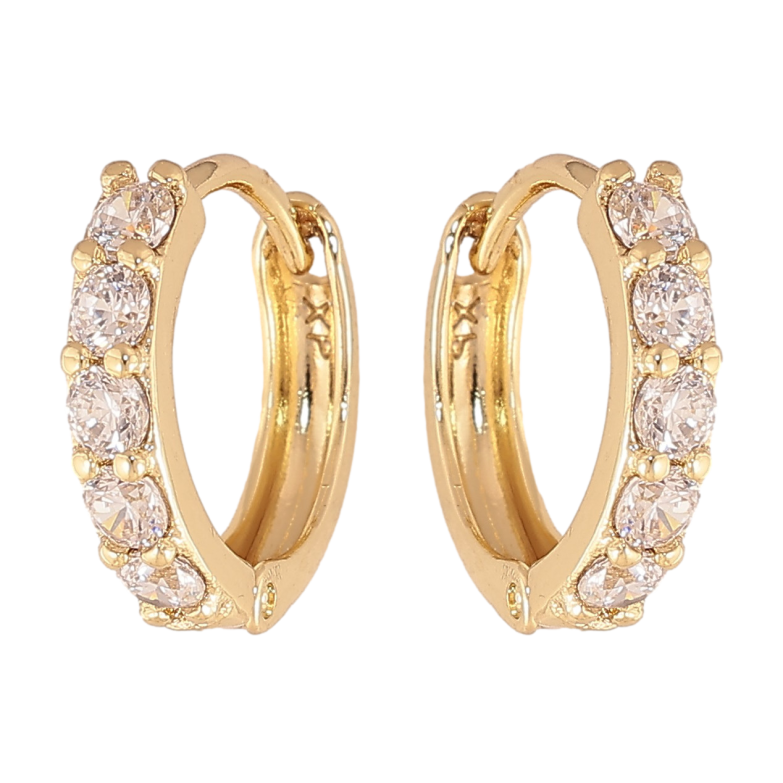 Сережки Xuping колір Позолота 14K колечка "Дорожки кристалів" фото №1