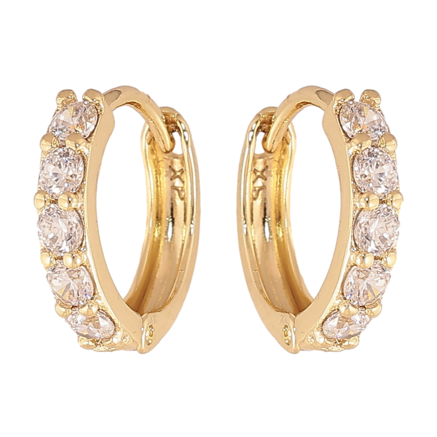 Серьги Xuping цвет Позолота 14K колечки "Дорожки кристаллов" фото №1