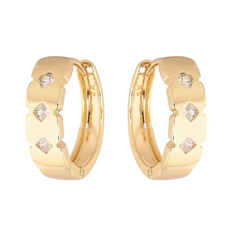 Серьги Xuping цвет Позолота 14K колечки "Узор с кристаллами" фото №16