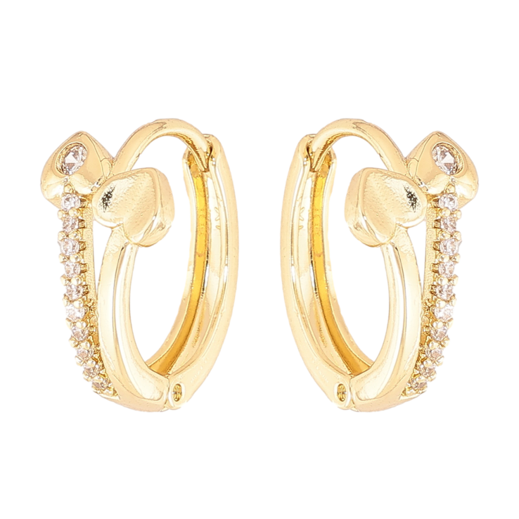 Серьги Xuping цвет Позолота 14K колечки "Узор с кристаллами" фото №6