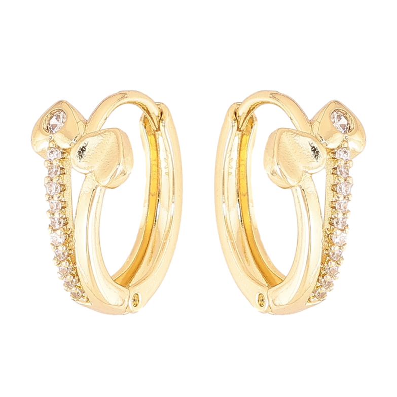 Сережки Xuping колір Позолота 14K колечка "Візерунок з кристалами" фото №1 Сережки Xuping колір Позолота 14K колечка "Візерунок з кристалами" фото №1