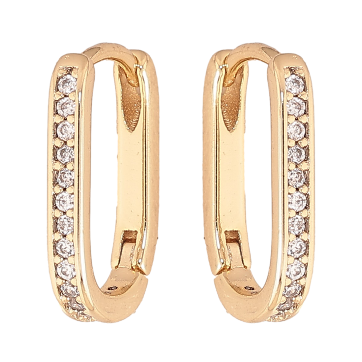 Серьги Xuping цвет Позолота 14K колечки "Дорожки кристаллов" фото №18