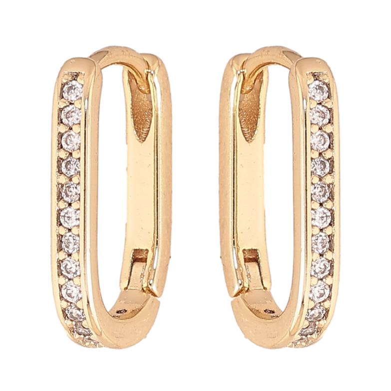 Сережки Xuping колір Позолота 14K колечка "Доріжки кристалів" фото №1