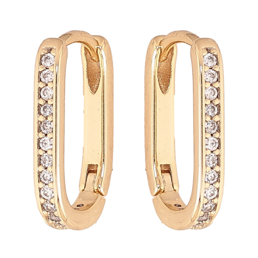 Серьги Xuping цвет Позолота 14K колечки "Дорожки кристаллов" фото №1