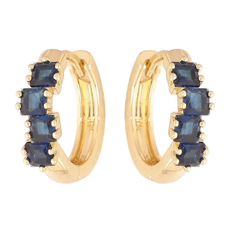 Серьги Xuping цвет Позолота 14K колечки "Дорожки синих кристаллов" фото №6 Серьги Xuping цвет Позолота 14K колечки "Дорожки синих кристаллов" фото №6