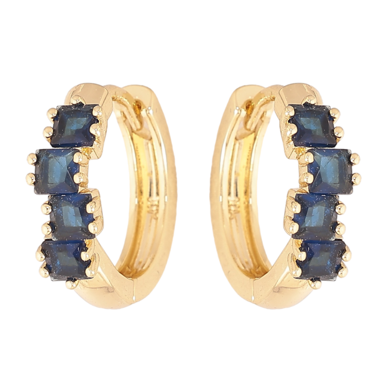 Сережки Xuping колір Позолота 14K колечка "Доріжки синіх кристалів" фото №1 Сережки Xuping колір Позолота 14K колечка "Доріжки синіх кристалів" фото №1