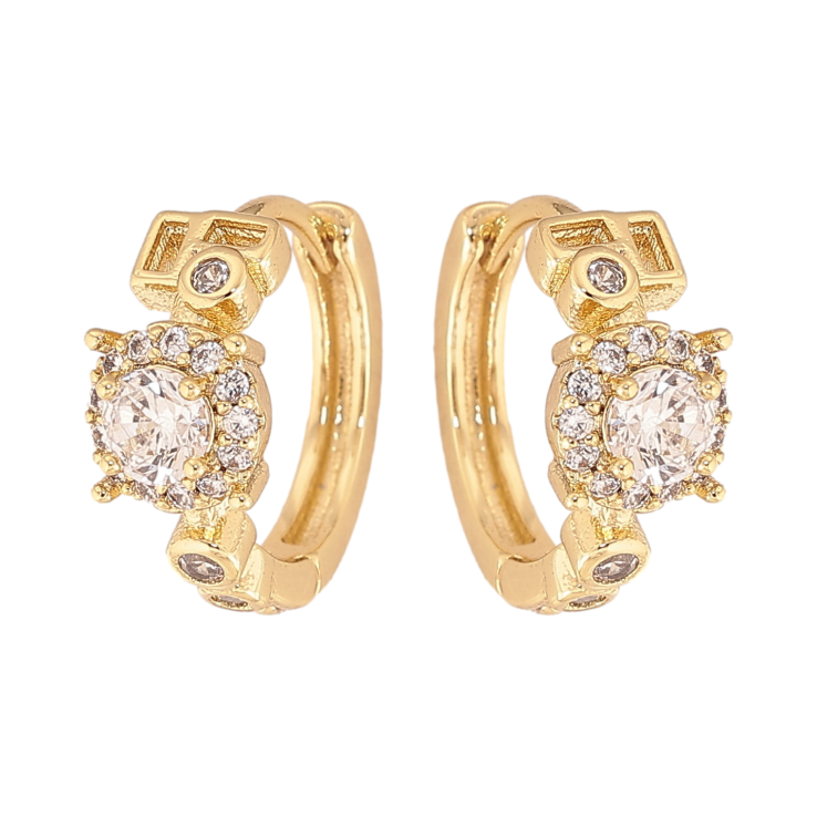 Сережки Xuping колір Позолота 14K колечка "Узор с кристаллами" фото №6 Сережки Xuping колір Позолота 14K колечка "Узор с кристаллами" фото №6