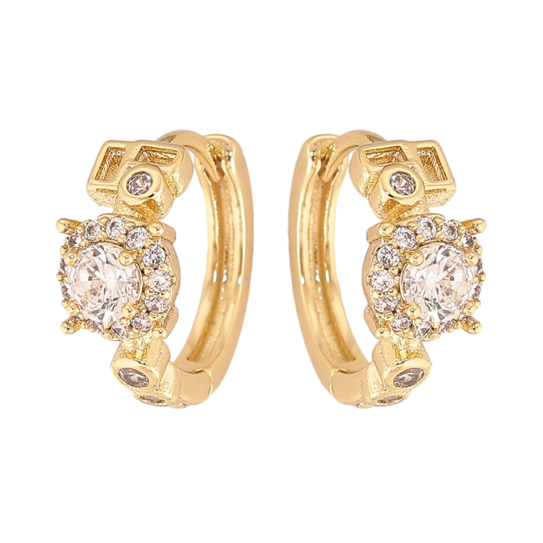 Сережки Xuping колір Позолота 14K колечка "Узор с кристаллами" фото №2 Сережки Xuping колір Позолота 14K колечка "Узор с кристаллами" фото №2