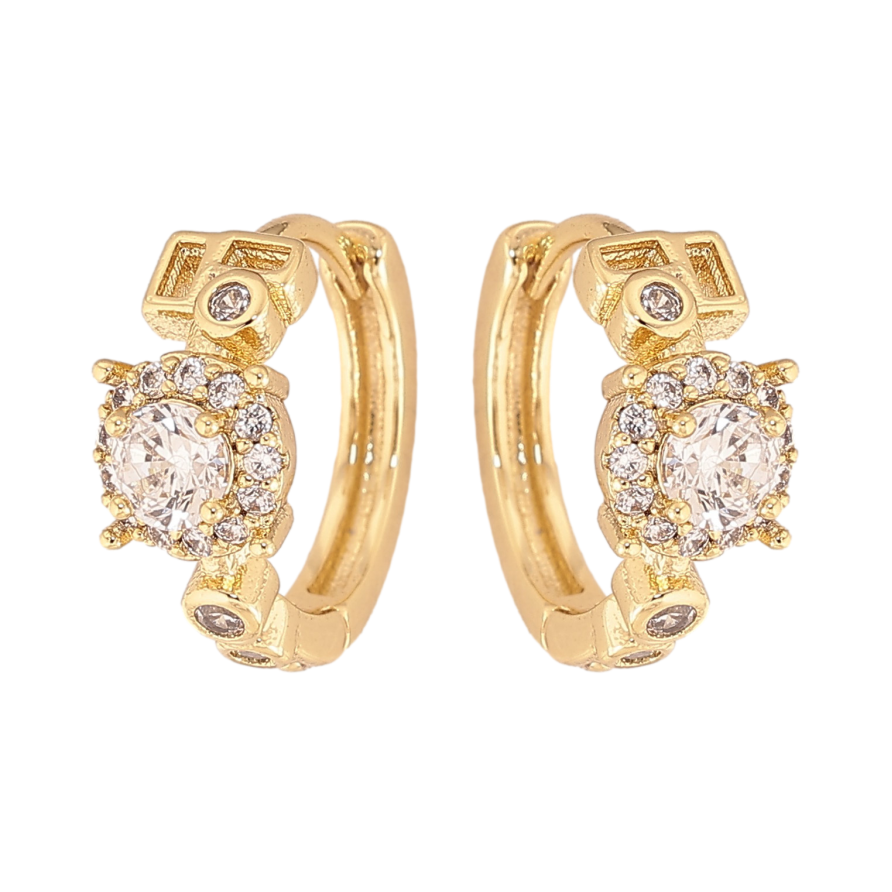 Сережки Xuping колір Позолота 14K колечка "Узор с кристаллами" фото №1 Сережки Xuping колір Позолота 14K колечка "Узор с кристаллами" фото №1