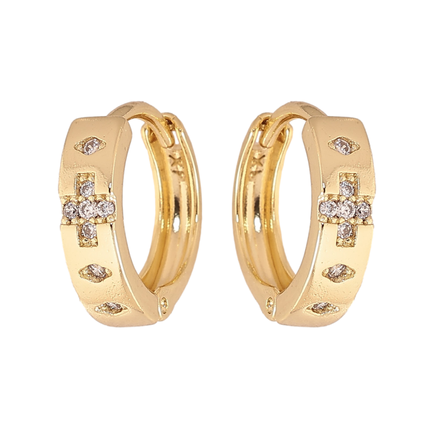 Сережки Xuping колір Позолота 14K колечка "Візерунок з кристалами" фото №1 Сережки Xuping колір Позолота 14K колечка "Візерунок з кристалами" фото №1
