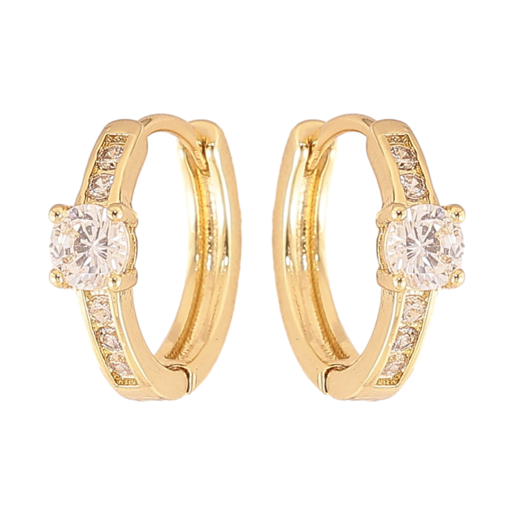 Серьги Xuping цвет Позолота 14K колечки "Узор с кристаллами" фото №13