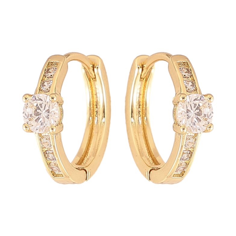 Серьги Xuping цвет Позолота 14K колечки "Узор с кристаллами" фото №1 Серьги Xuping цвет Позолота 14K колечки "Узор с кристаллами" фото №1