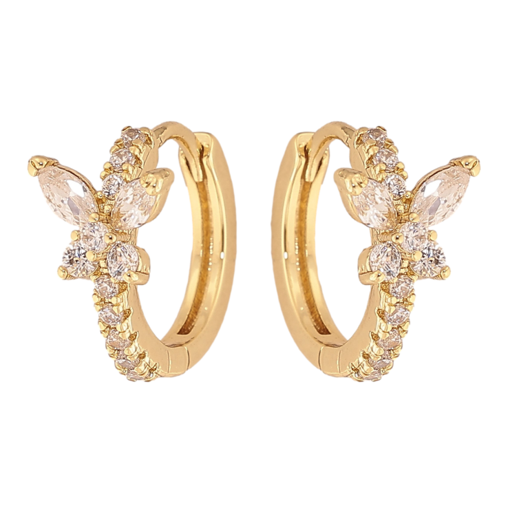 Серьги Xuping цвет Позолота 14K колечки "Кристальные бабочки" фото №15
