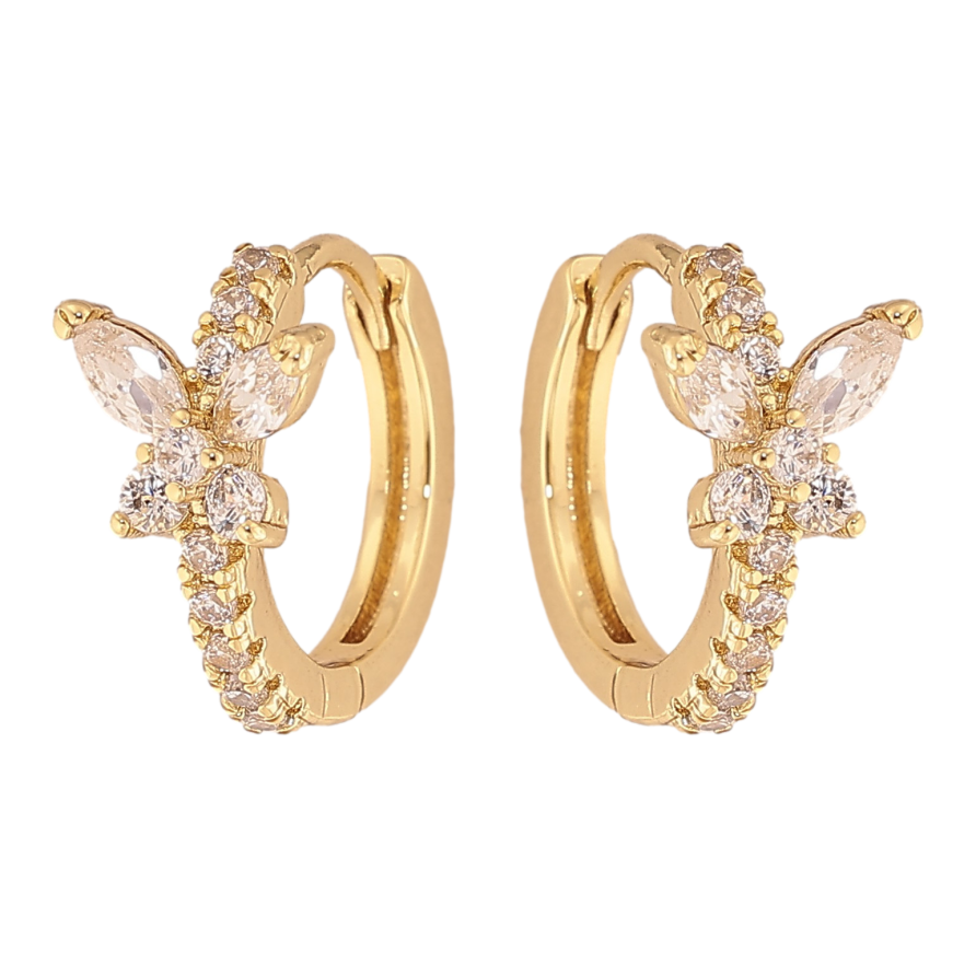 Серьги Xuping цвет Позолота 14K колечки "Кристальные бабочки" фото №1 Серьги Xuping цвет Позолота 14K колечки "Кристальные бабочки" фото №1