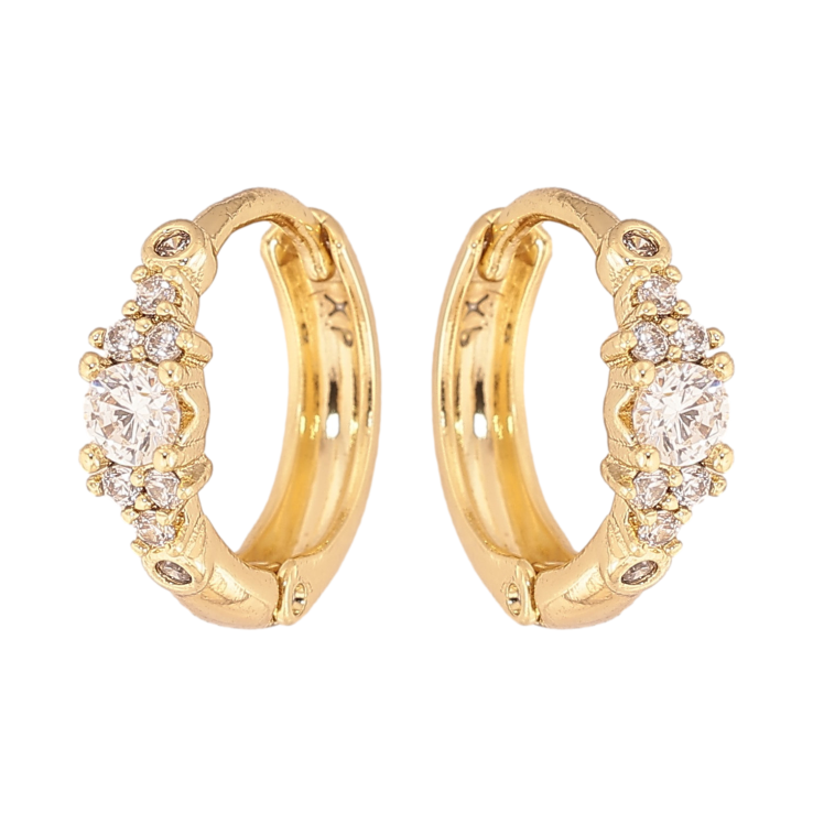 Сережки Xuping колір Позолота 14K колечка "Візерунок з кристалами" фото №19