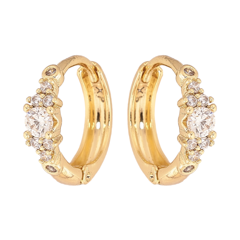 Серьги Xuping цвет Позолота 14K колечки "Узор с кристаллами" фото №3