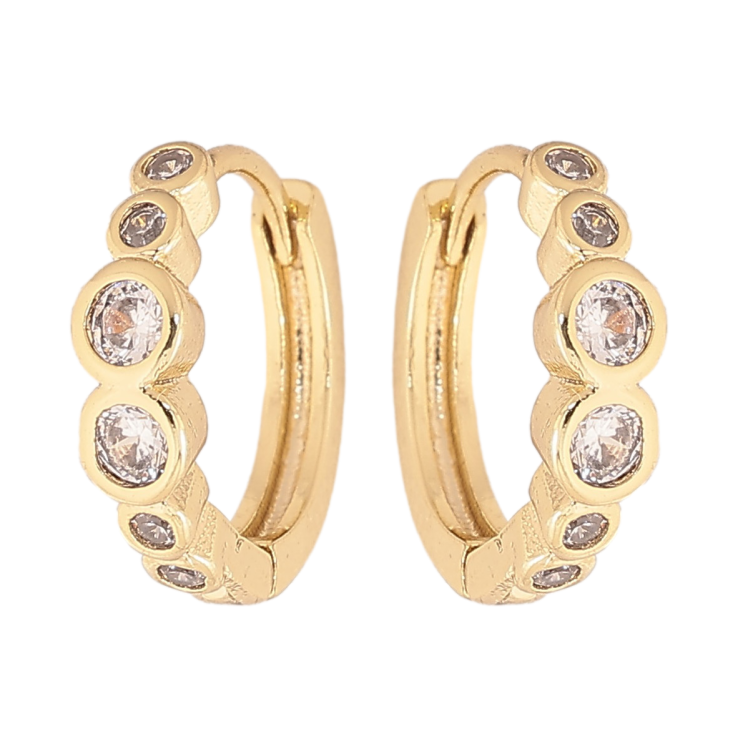 Серьги Xuping цвет Позолота 14K колечки "Дорожки кристаллов" фото №16