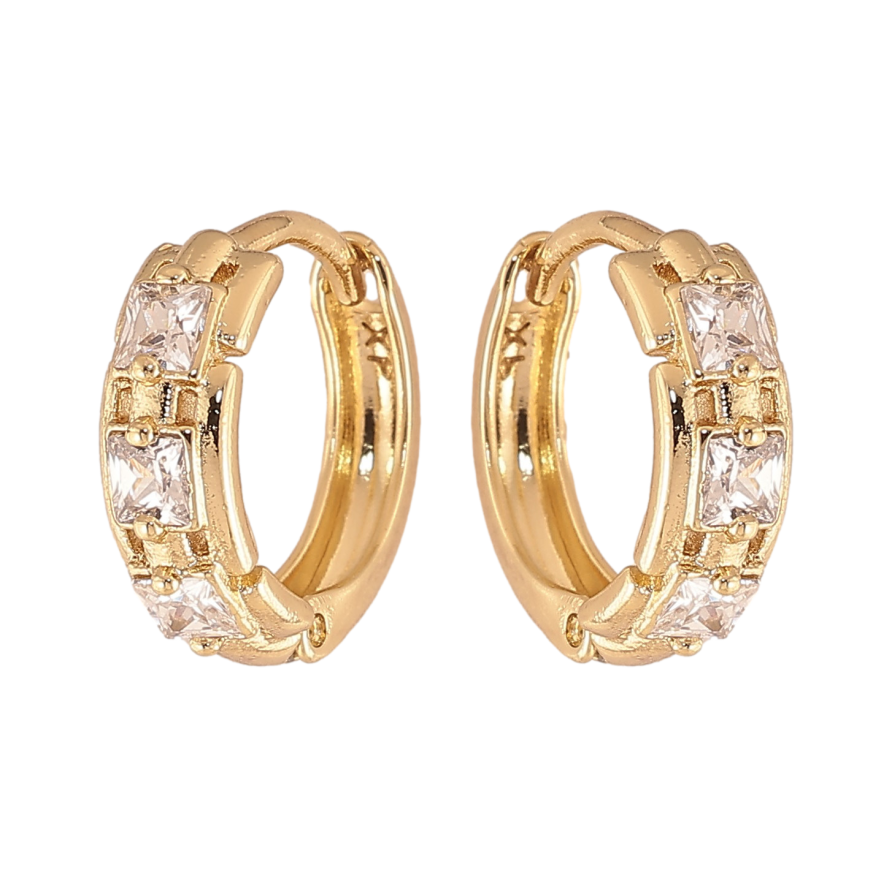 Серьги Xuping цвет Позолота 14K колечки "Узор с кристаллами" фото №1 Серьги Xuping цвет Позолота 14K колечки "Узор с кристаллами" фото №1