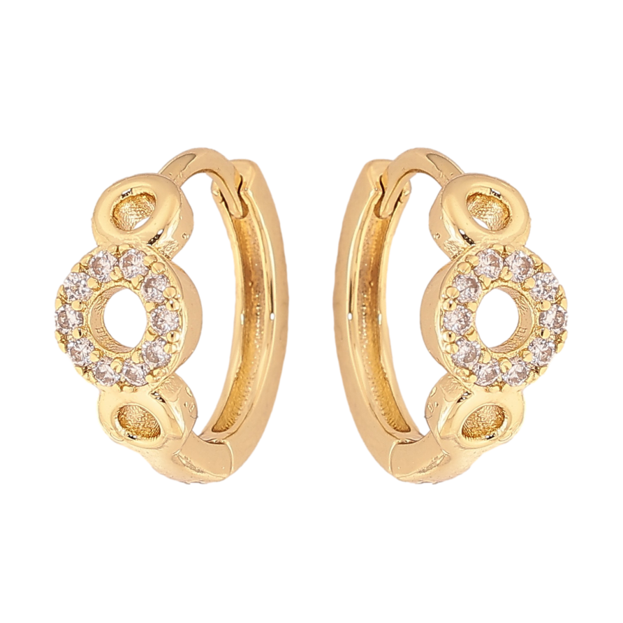 Серьги Xuping цвет Позолота 14K колечки "Узор с кристаллами" фото №1 Серьги Xuping цвет Позолота 14K колечки "Узор с кристаллами" фото №1