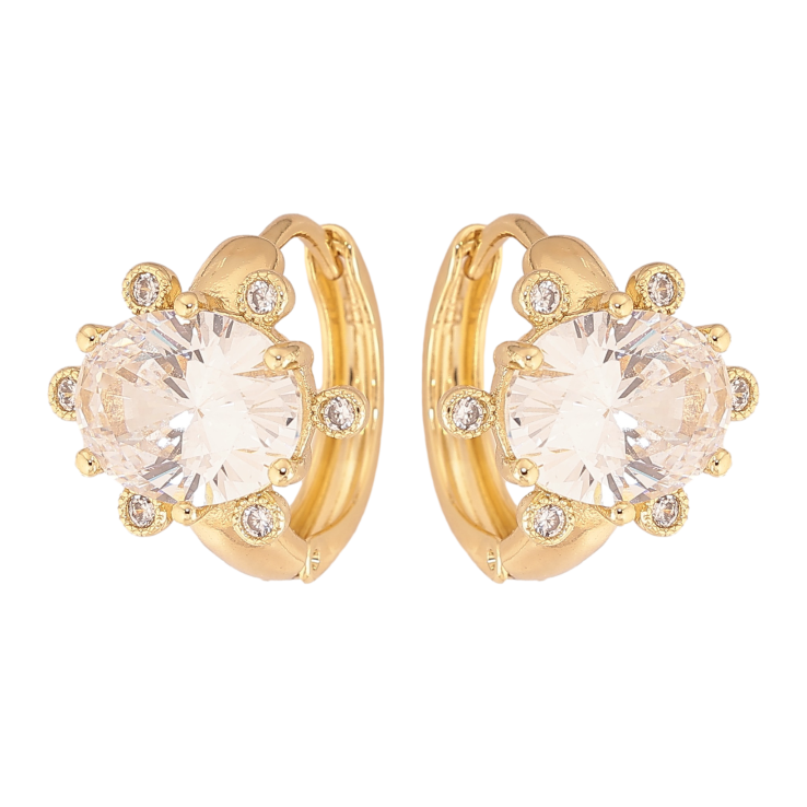 Сережки Xuping колір Позолота 14K колечка "Візерунок з кристалами" фото №17 Сережки Xuping колір Позолота 14K колечка "Візерунок з кристалами" фото №17