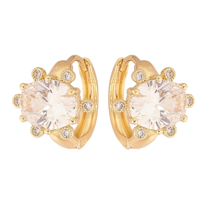 Серьги Xuping цвет Позолота 14K колечки "Узор с кристаллами" фото №2