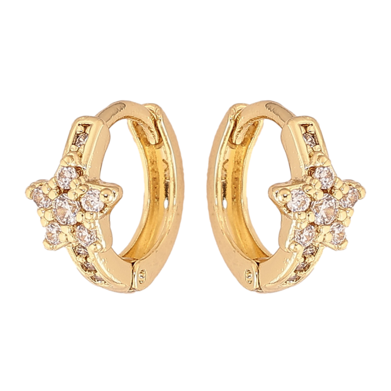 Серьги Xuping цвет Позолота 14K колечки "Кристальные цветочки" фото №1 Серьги Xuping цвет Позолота 14K колечки "Кристальные цветочки" фото №1