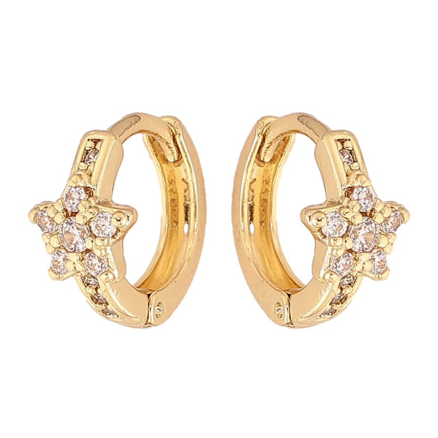Сережки Xuping колір Позолота 14K колечка "Кристальні квіточки" фото №1 Сережки Xuping колір Позолота 14K колечка "Кристальні квіточки" фото №1