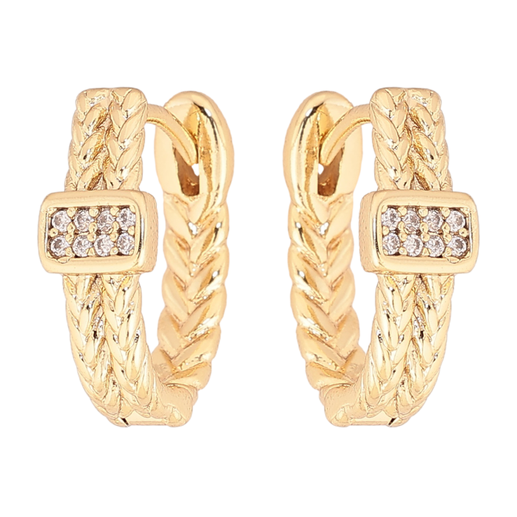 Сережки Xuping колір Позолота 14K колечка "Візерунок з кристалами" фото №20