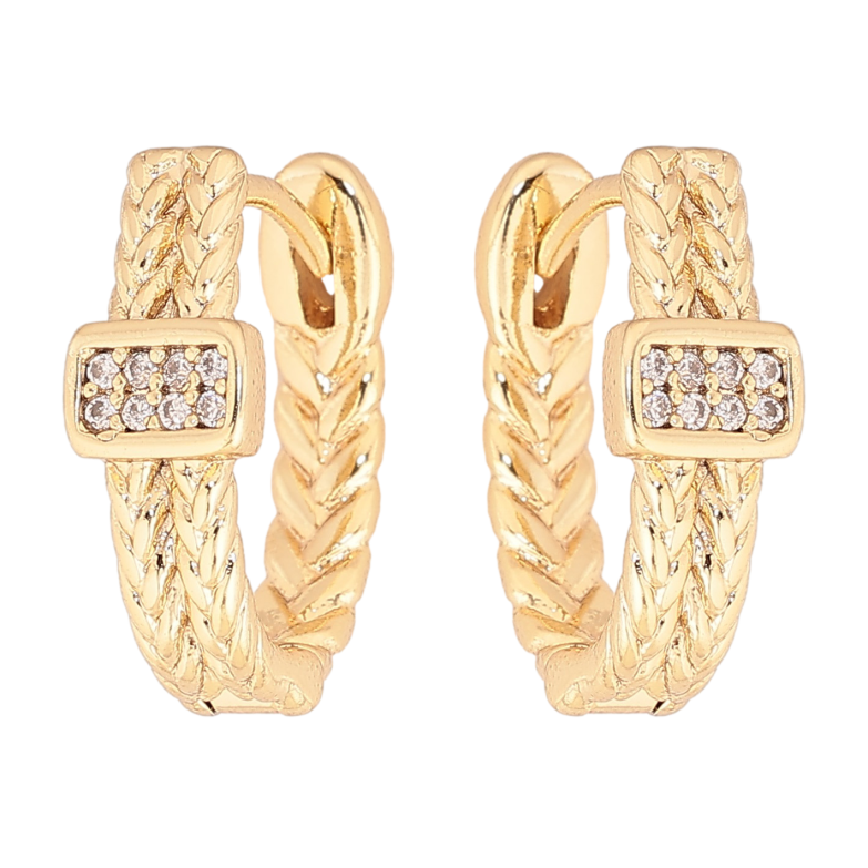 Сережки Xuping колір Позолота 14K колечка "Візерунок з кристалами" фото №1