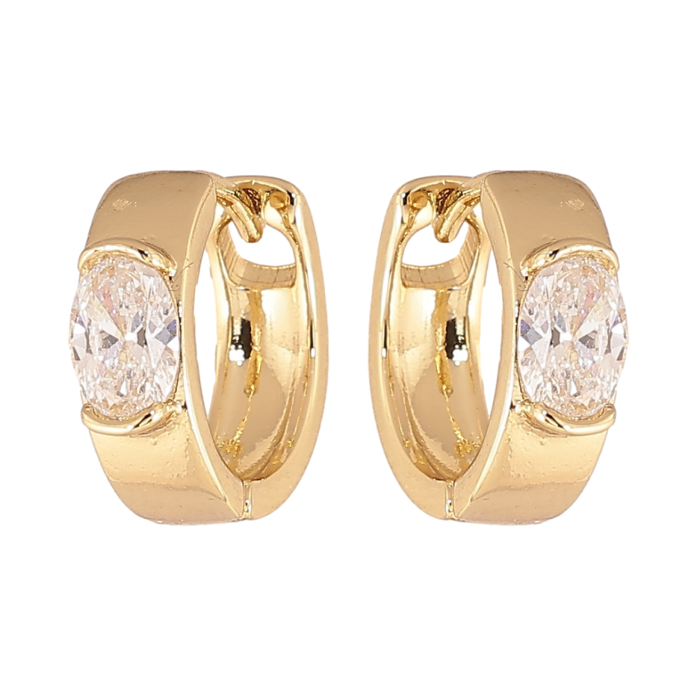 Серьги Xuping цвет Позолота 14K колечки "Вставка кристалл" фото №2