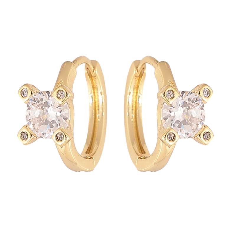 Серьги Xuping цвет Позолота 14K колечки "Вставка кристалл" фото №1